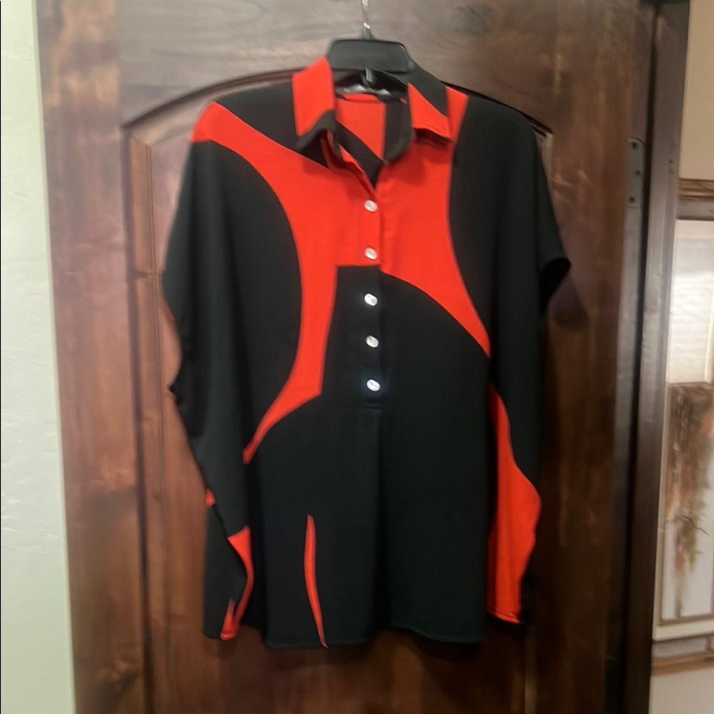 Black and Red Button-Up Shirt